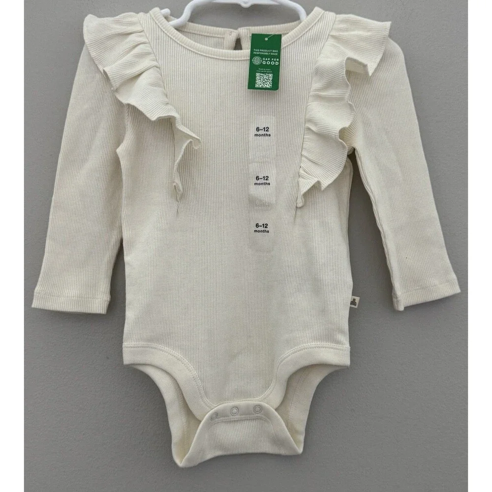 BabyGap Ivory 6/12M Ruffle 100% Cotton Bodysuit~NWT's
